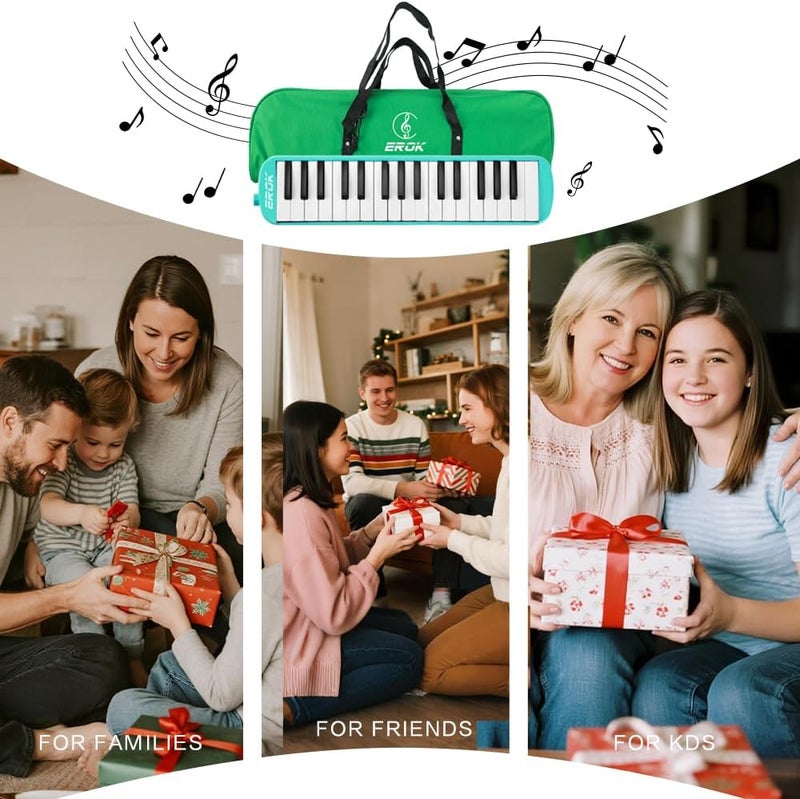 EROK 32 Keys Melodica Keyboard Instrument - Portable with Carrying Bag, Ideal for Beginners & Adults Gift (Green) - Image 5